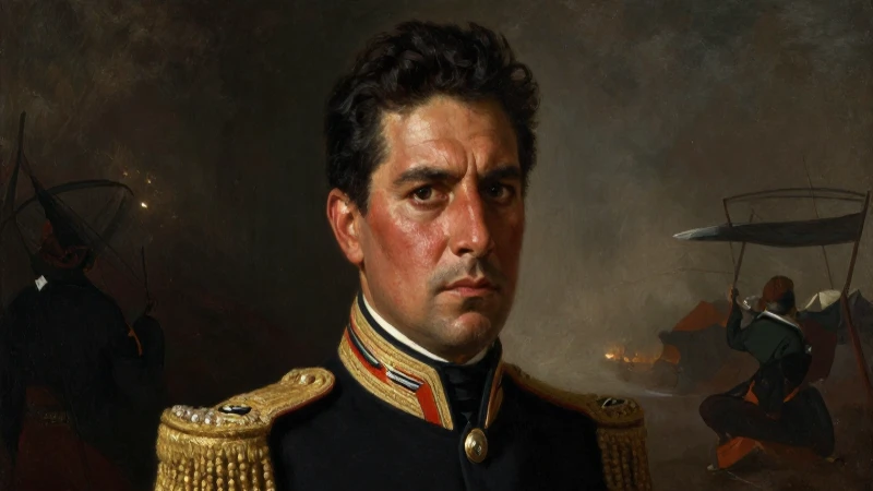 Retrato dramático de un militar mexicano del siglo XIX