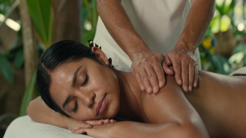 Mujer mestiza disfruta un masaje relajante