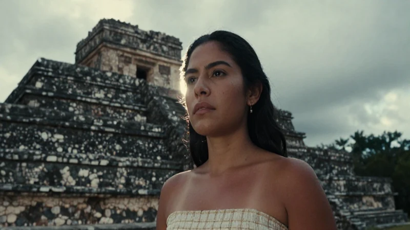 Matlalcueitl: Crea Curiosidad con su Misteriosa Leyenda 6 Mujer mestiza explora ruinas antiguas y misteriosas