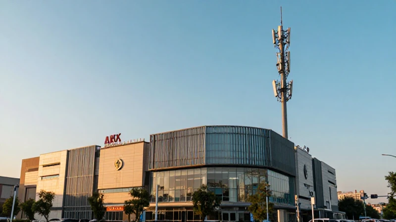 Torre, centro comercial y luz dorada