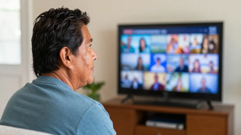 Un mestizo observa televisión en casa