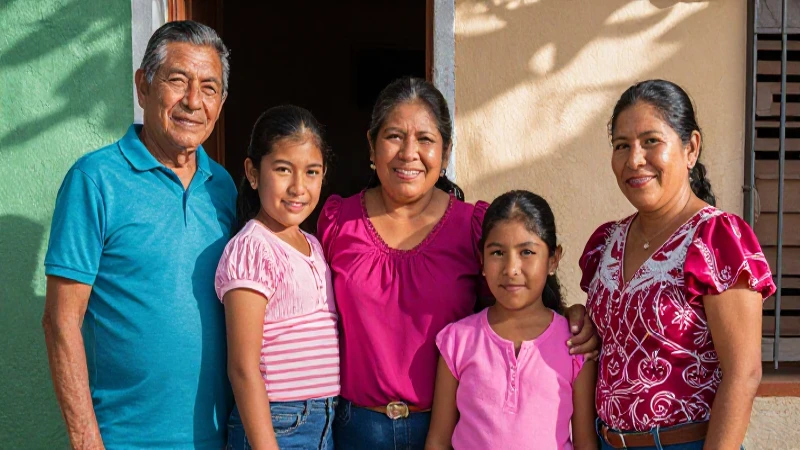 Servicios de telecomunicaciones de Megacable Perote 4 Familia mestiza sonríe bajo la cálida luz