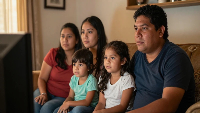 Familia mestiza disfruta de la televisión