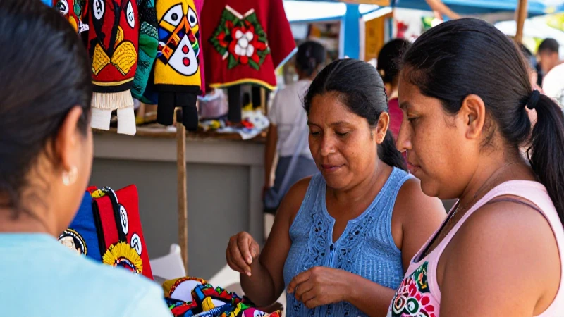 Artesanía mexicana en un mercado vibrante