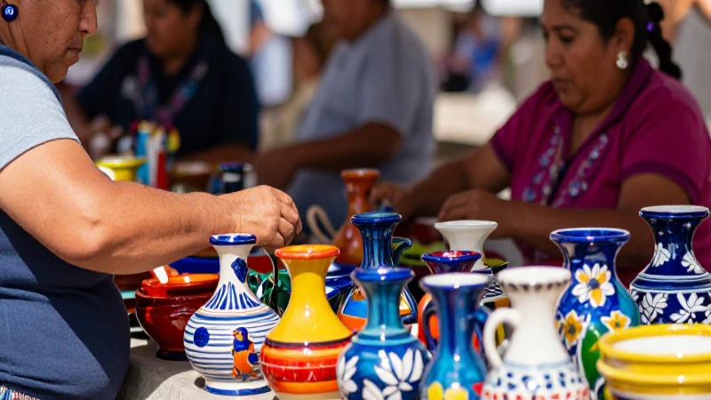 Mercados de pulgas en Puebla con experiencias culinarias únicas 3 Artesanía mexicana colorida y vibrante a la venta