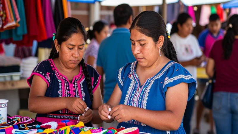 Mercado mexicano vibrante, artesanias a la venta