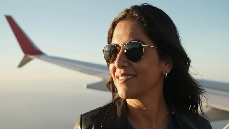 Mujer mestiza sonríe al atardecer