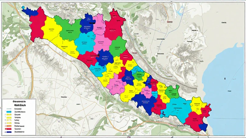 Mapa aéreo vibrante y detallado de Oaxaca