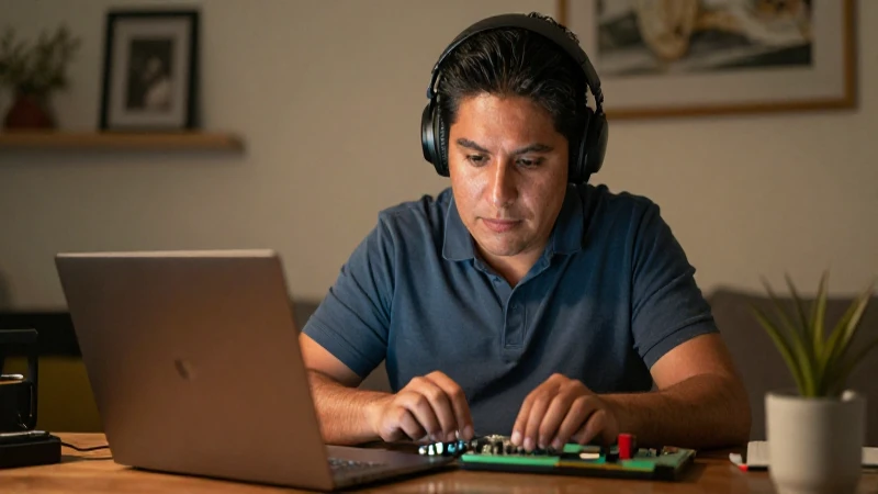 Tutorial cinematográfico de laptop, de apariencia mestiza