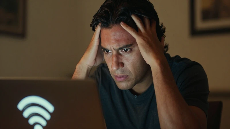 Mexicano frustrado, wifi falla bajo luz cálida
