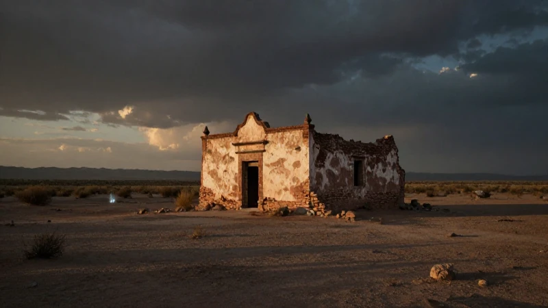Mitos de BAJA CALIFORNIA SUR: DESCUBRE Leyendas FASCINANTES 5 Hacienda ruinosa bajo un atardecer espectral
