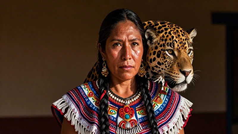 Guerrero jaguar, mestizo, regalia oaxaqueña cálida