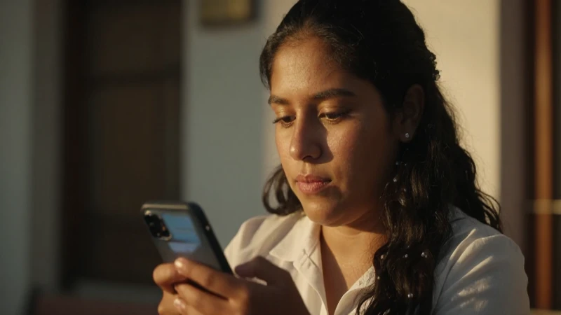 Mexicana, piel dorada, revisa el correo electrónico