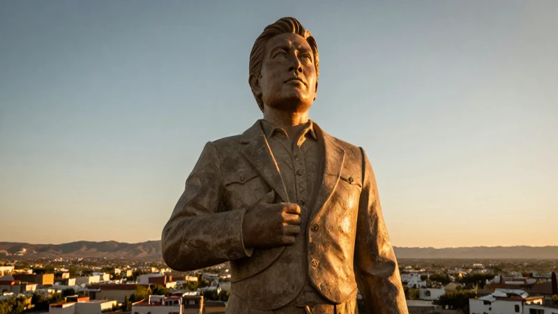 Explorando monumentos históricos y estatuas en Chihuahua 4 Escultura heroica en el desierto mexicano al atardecer