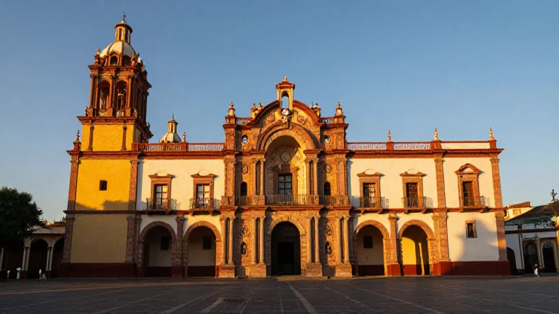 Arquitectura antigua, luz dorada, etnia mexicana vibrante