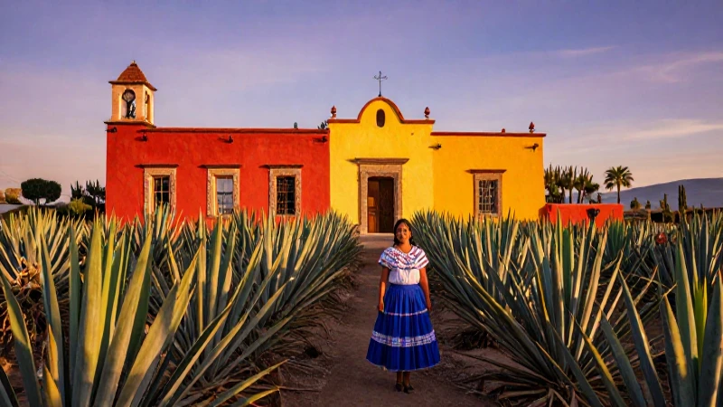 Una hacienda mexicana irradia encanto al atardecer