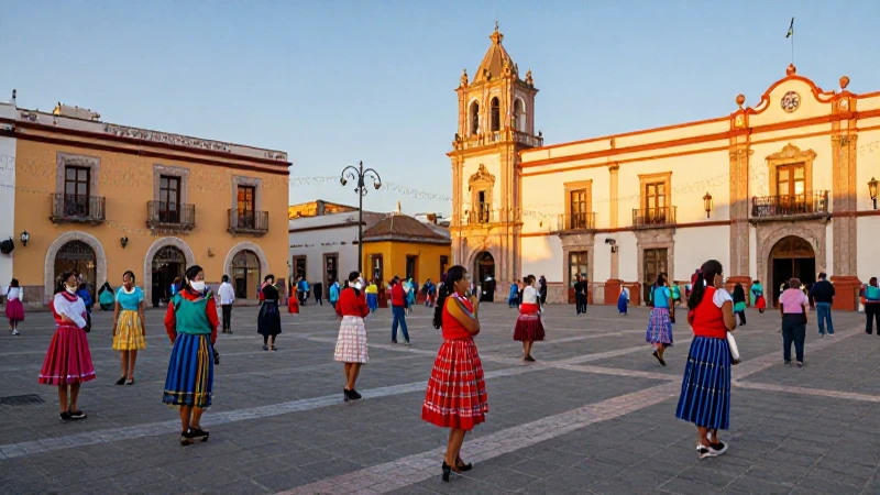Plaza mexicana, cálida y llena de color