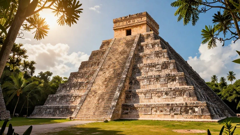 Municipios de Yucatán: DESCUBRE su DIVISIÓN POLÍTICA ÚNICA 3 Pirámide maya en vibrante luz dorada