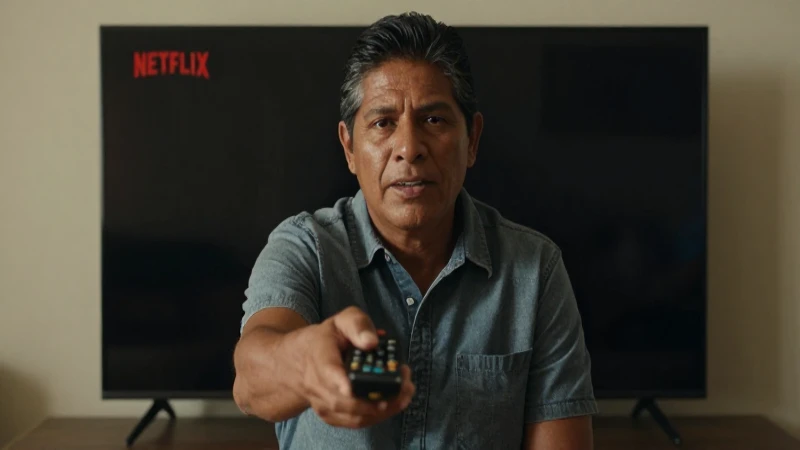 Mexicano ve Netflix con luz cálida