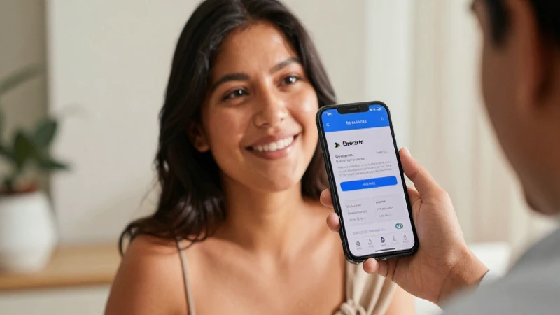 Joven mestiza, Banorte en su móvil