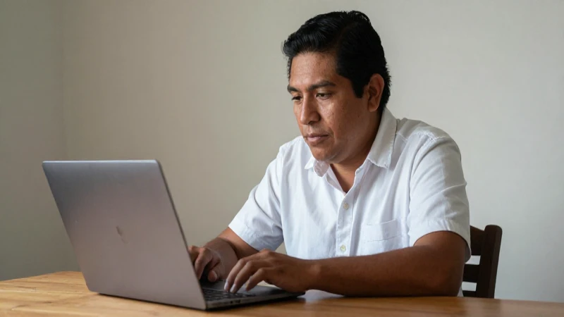 Consultar estado de cuenta Fonacot sin número de cliente 4 Mexicana, piel bronceada, laptop sobre madera