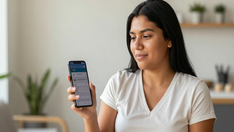 Persona mestiza sonríe pagando una factura