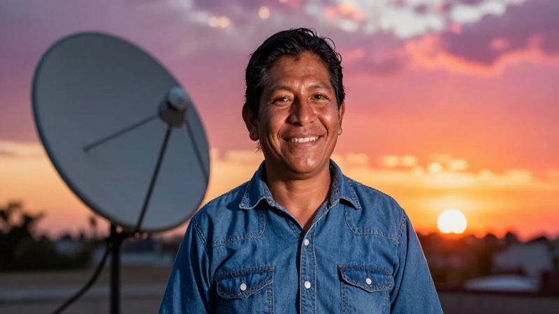 Mexicano, sonriendo bajo un atardecer dorado