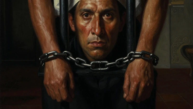 Nuño Beltrán de Guzmán: Legado Inesperado en Nueva Galicia 6 Retrato barroco sombrío de un prisionero mexicano