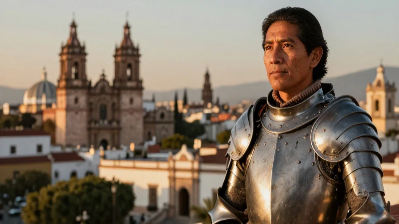 Nuño Beltrán de Guzmán: Legado Inesperado en Nueva Galicia 4 Pintura histórica de conquistador en Guadalajara al atardecer