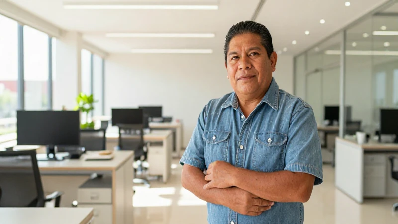 Oficina moderna con ambiente mexicano y luz cálida