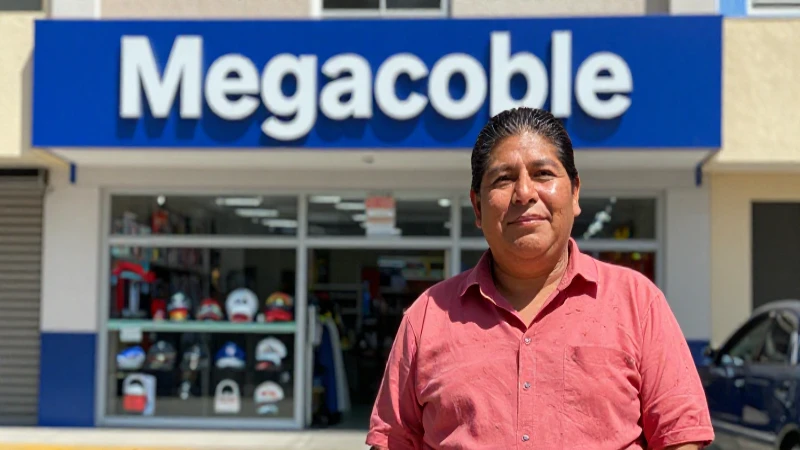 Tienda Megacable, persona mestiza, luz brillante
