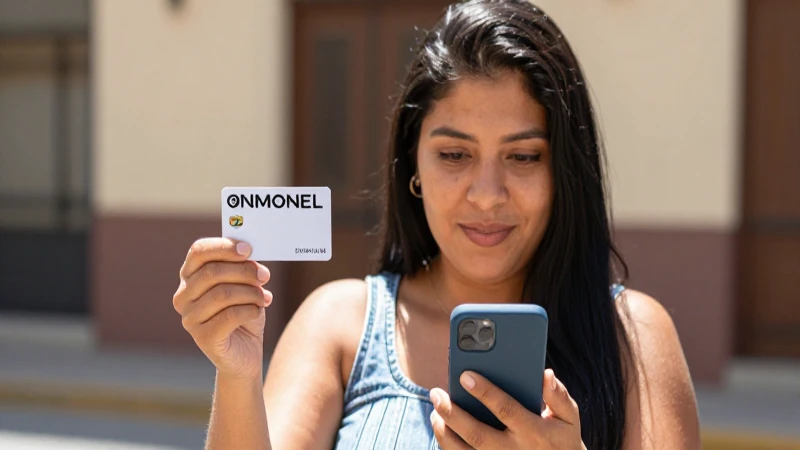Mujer mestiza muestra saldo en su teléfono