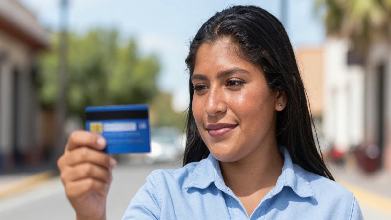 Persona mestiza, con piel bronceada, usa tarjeta