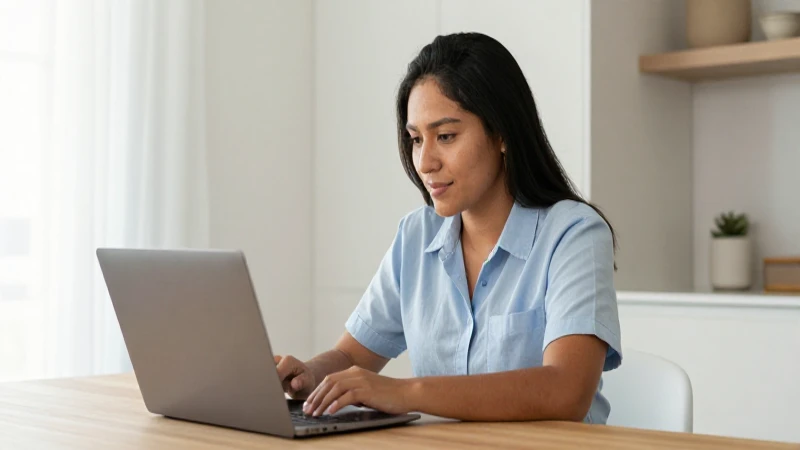 Cómo contratar solo servicio de Internet con Izzi en México 3 Mujer mestiza trabaja en casa con luz cálida