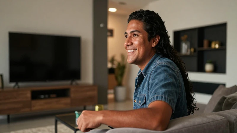Mexicano mestizo disfruta la televisión en casa