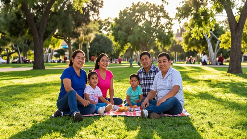 Familia mestiza disfruta un día soleado