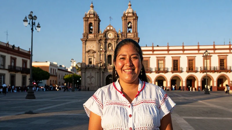 Plaza vibrante con luz dorada y alegría
