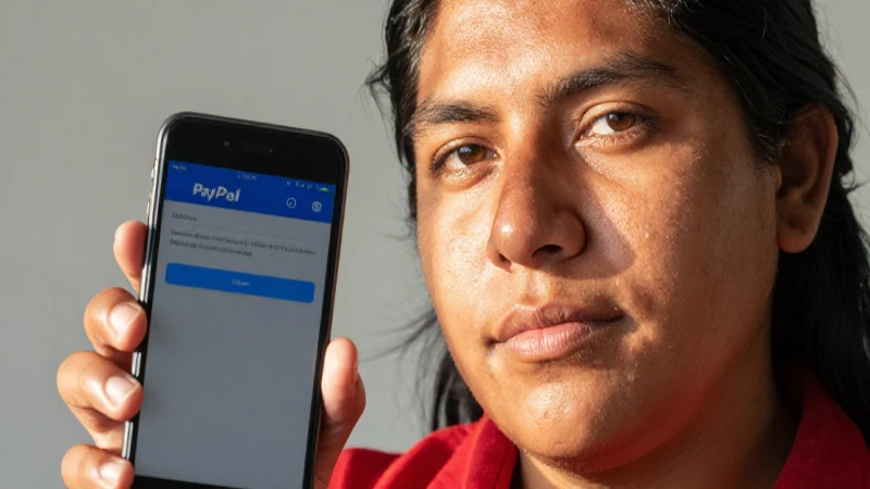 Persona mestiza, usa PayPal en luz cálida