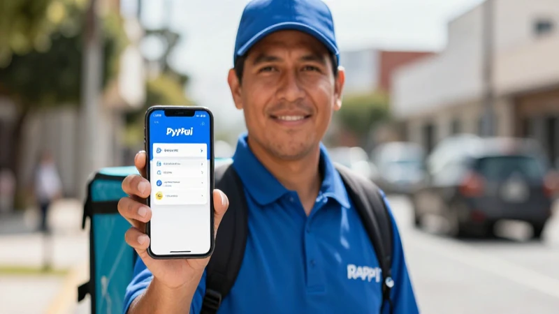 Repartidor Rappi, mestizo, con luz solar urbana