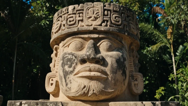 CULTURA OLMECA: Descubre su UBICACIÓN y CIUDADES CLAVE 2 Cabeza Olmeca emerge de la jungla ancestral