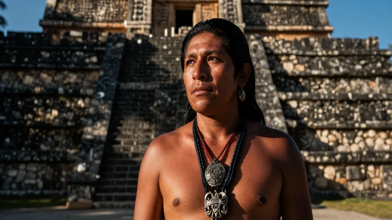 Cultura Zapoteca: Orígenes y Asombrosas Características 7 Guerrero zapoteca en ruinas, luz dramática
