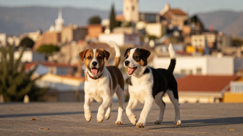 Cachorros bailando ante Colima, luz dorada