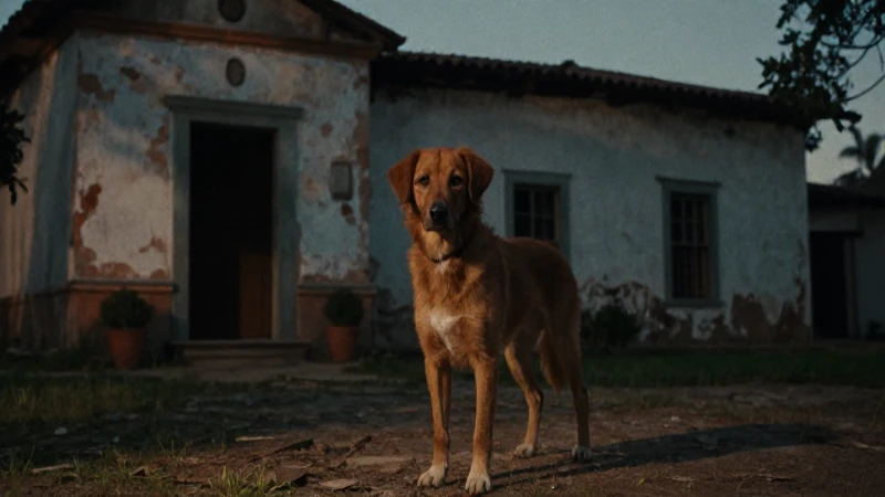 Perro Fusilado: La ESCALOFRIANTE Leyenda de Riva Palacio 5 Perro marrón en hacienda añeja, cinematográfico