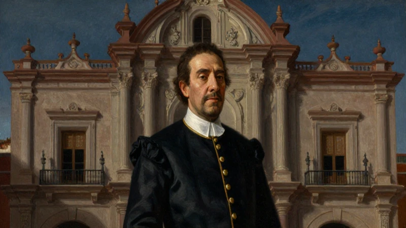 Retrato virrey mexicano, arquitectura colonial, claroscuro