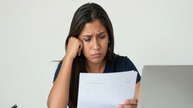 Preocupación financiera capturada en rostro mestizo