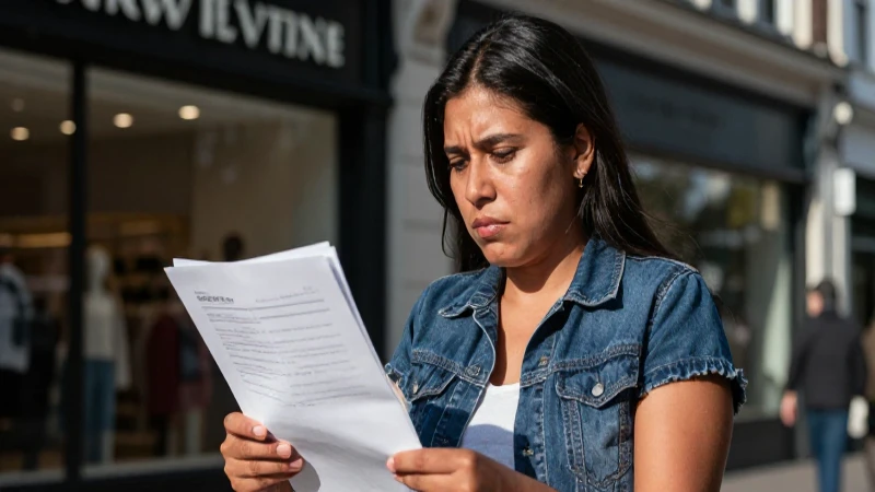 Mujer mestiza estresada con documentos en Liverpool