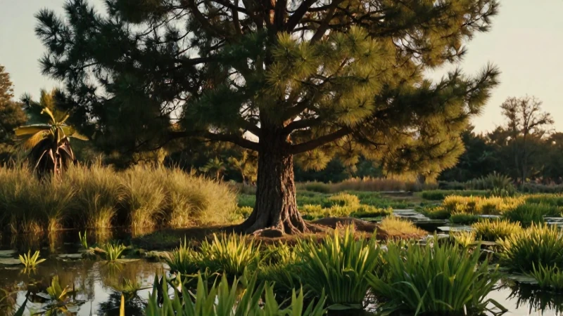 PINO ESCOBETÓN y FLORA HIDRÓFILA en Michoacán: ¡Descúbrelos! 1 Escobetón, plantas y luz dorada cinematográfica