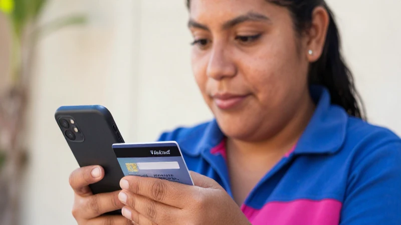 Joven mexicana observa su teléfono al sol
