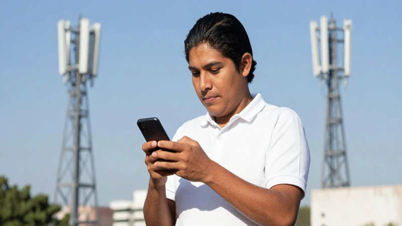 Joven mexicana usa su celular bajo el sol