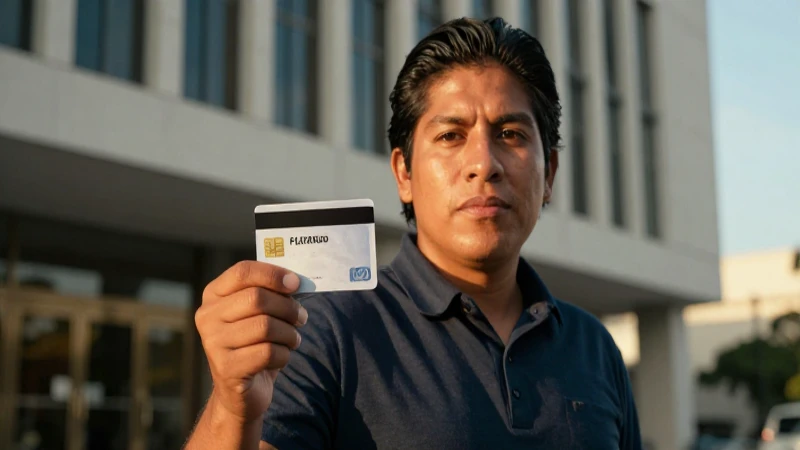 Mexicana, mestiza, con piel bronceada, tarjeta, banco